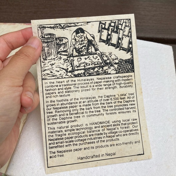 NWT Vintage Handcrafted Nepalese Lokta Tree Paper Purple Green Cover Sketchbook - Picture 8 of 16